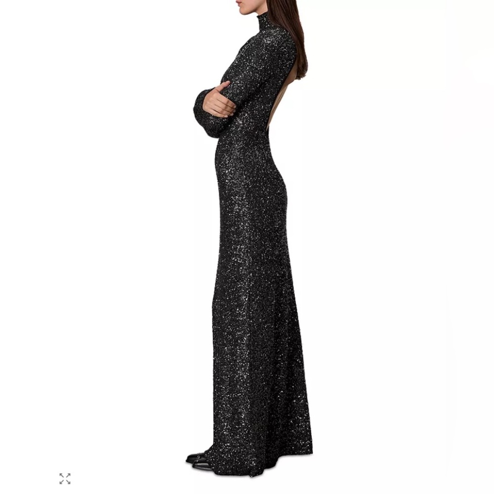 NWT rag & bone danni black sequin maxi dress size Large - Picture 7 of 7
